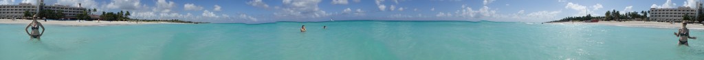 360 of beach (with me appearing on each end)
